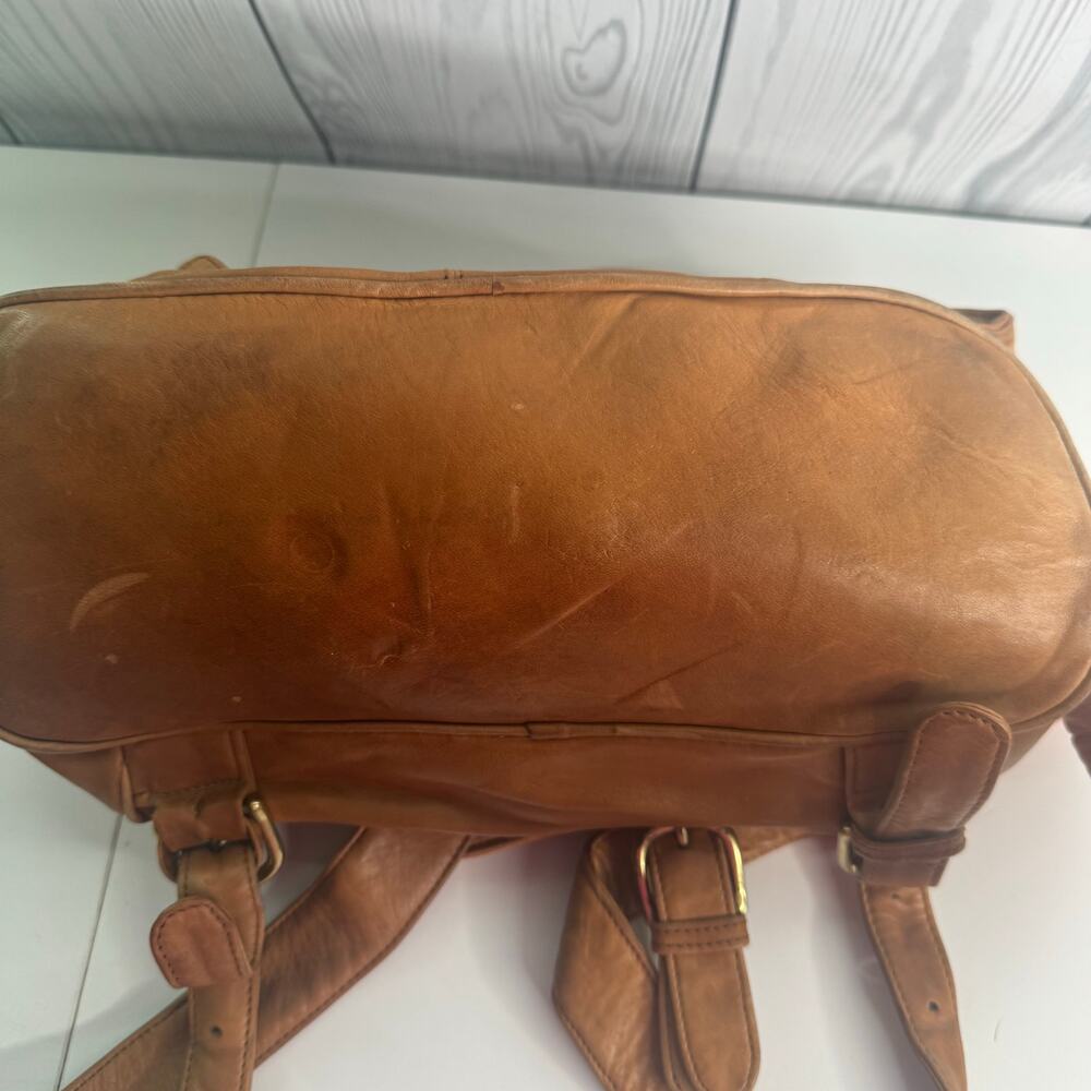 Boulder Ridge Full Grain Leather Backpack Brown Hiking Travel Bag 12x12 - Picture 7 of 11